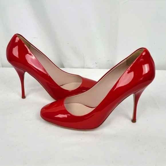 Miu Miu Prada Red Patent Stiletto Heels Pumps 38.5 - Picture 4 of 13
